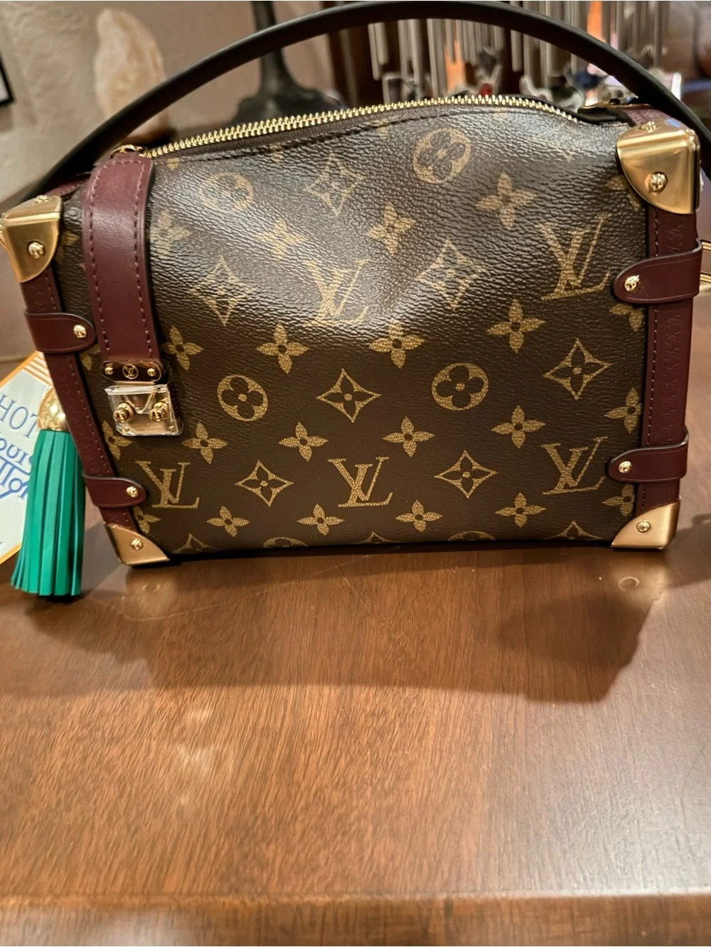 Louis Vuitton Monogram Canvas Mini Trunk Bag with Green Tassel, Limited Edition